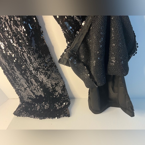 House of Harlow 1960 2 pc Sequenced Stretch pull-on Pant & Sateen Cropped Top - Picture 12 of 15